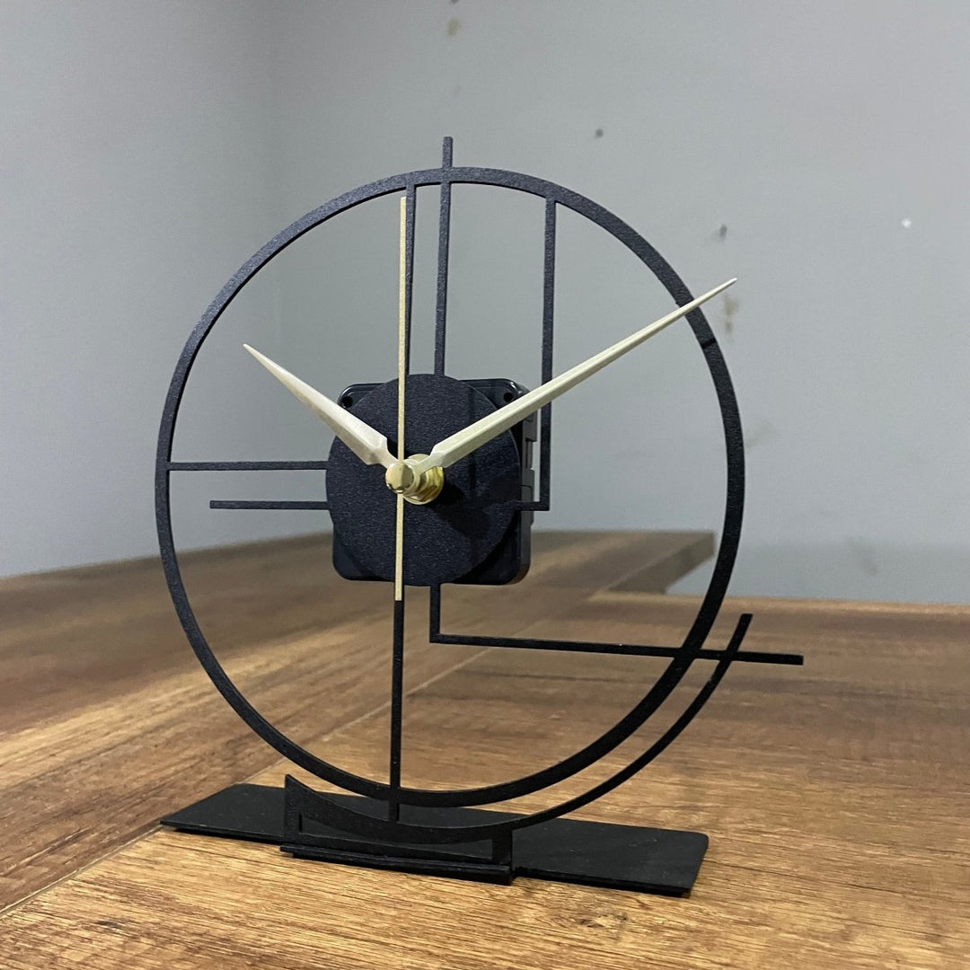 Modern Geometric Tabletop Clock With Minimalist Design - BrossHome Metal Wall Art