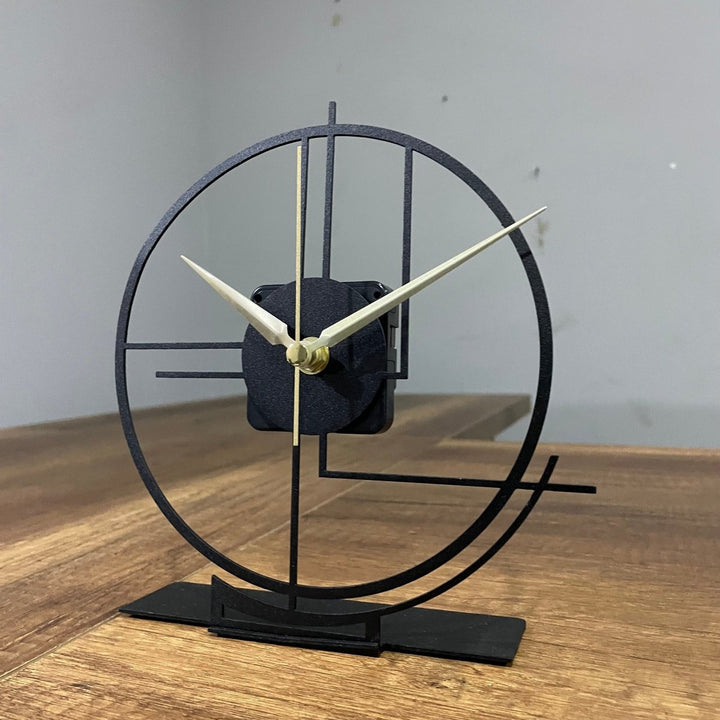 Modern Geometric Tabletop Clock With Minimalist Design - BrossHome Metal Wall Art