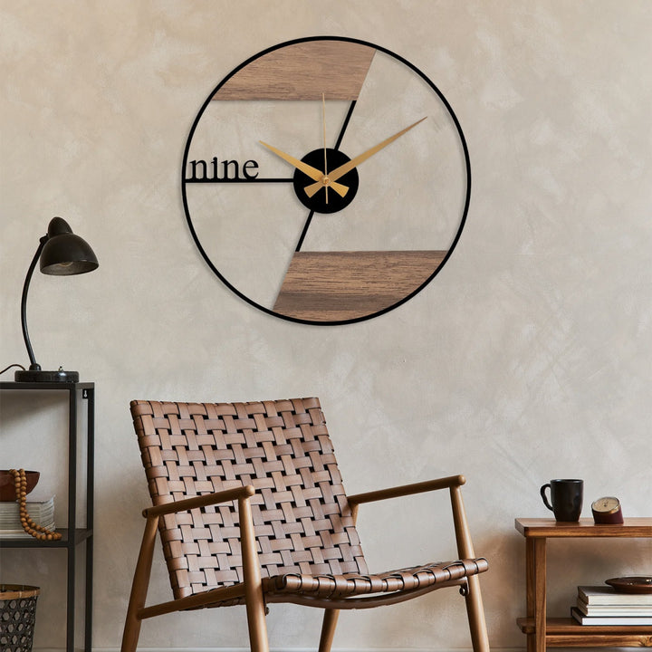 Modern Wood and Metal Wall Clock - BrossHome Metal Wall Art