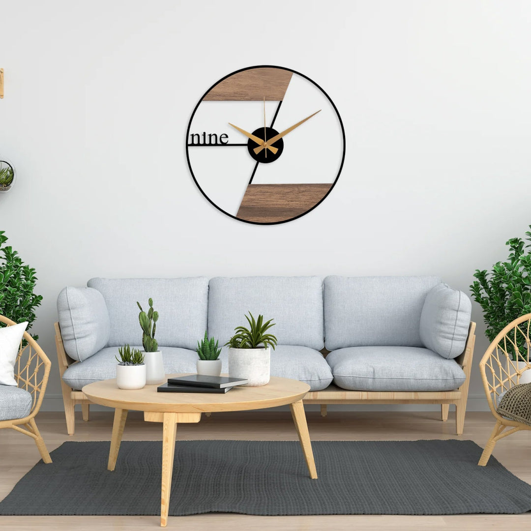 Modern Wood and Metal Wall Clock - BrossHome Metal Wall Art
