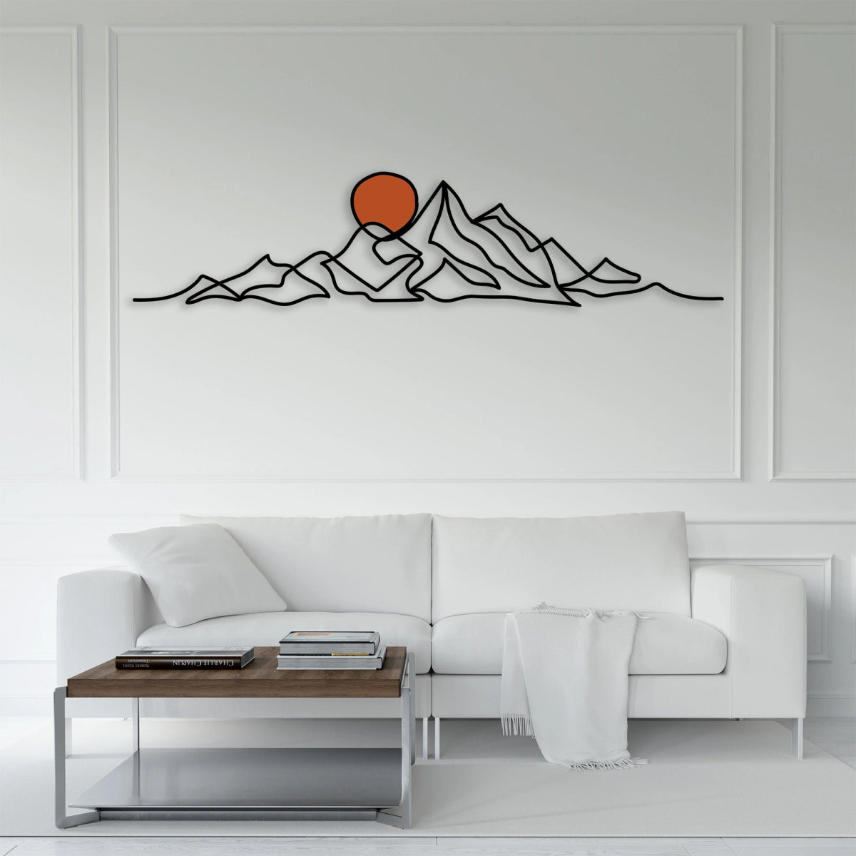 Mountain and Gold Sun Metal Wall Art - BrossHome Metal Wall Art