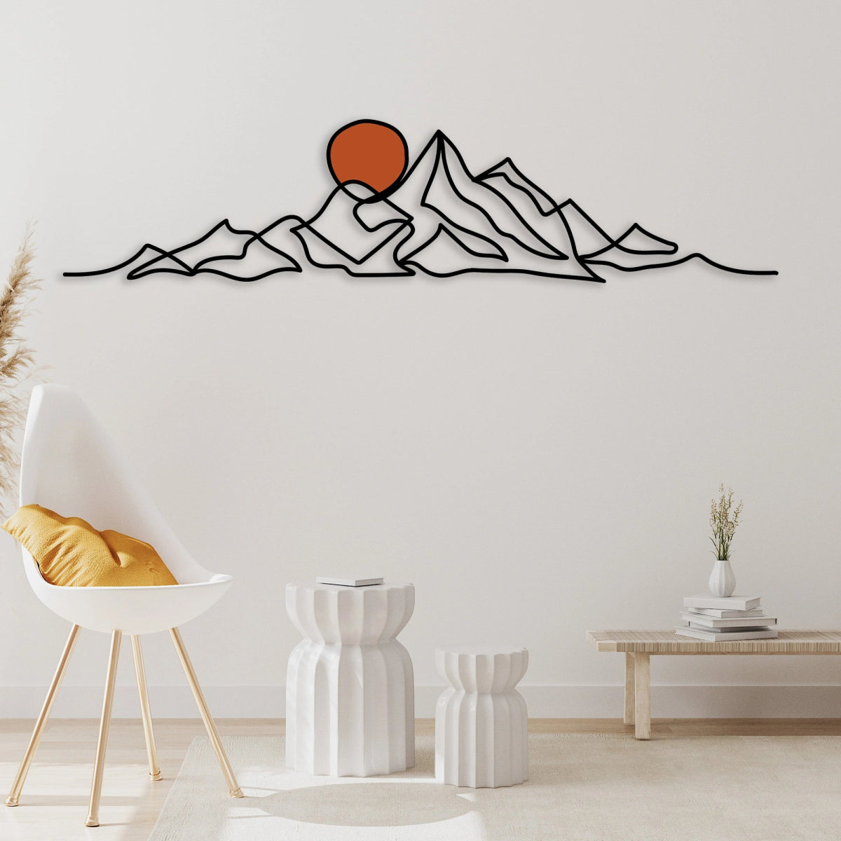 Mountain and Gold Sun Metal Wall Art - BrossHome Metal Wall Art