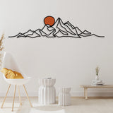 Mountain and Gold Sun Metal Wall Art - BrossHome Metal Wall Art
