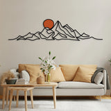 Mountain and Gold Sun Metal Wall Art - BrossHome Metal Wall Art