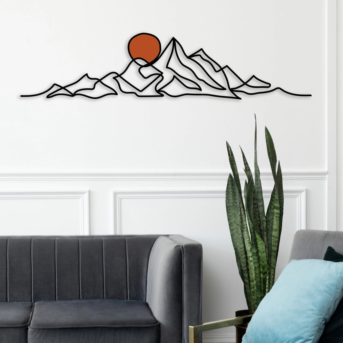 Mountain and Gold Sun Metal Wall Art - BrossHome Metal Wall Art
