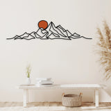 Mountain and Gold Sun Metal Wall Art - BrossHome Metal Wall Art