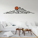 Mountain and Gold Sun Metal Wall Art - BrossHome Metal Wall Art