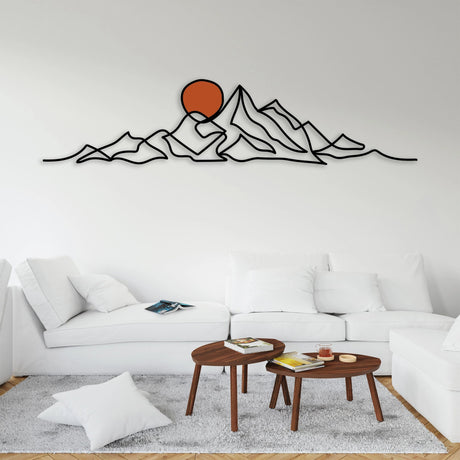 Mountain and Gold Sun Metal Wall Art - BrossHome Metal Wall Art