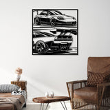 NSX Car Rear and Front View Silhouette Metal Wall Art - BrossHome Metal Wall Art