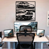 NSX Car Rear and Front View Silhouette Metal Wall Art - BrossHome Metal Wall Art