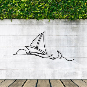 Ocean Waves & Sailboat Metal Wall Art