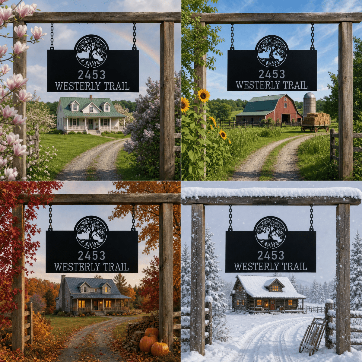 Personalized Address Ranch Sign - BrossHome Metal Wall Art