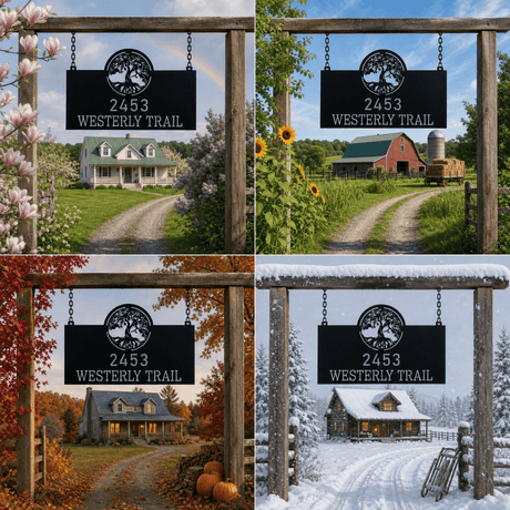 Personalized Address Ranch Sign - BrossHome Metal Wall Art