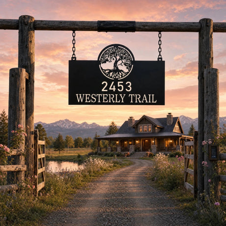 Personalized Address Ranch Sign - BrossHome Metal Wall Art