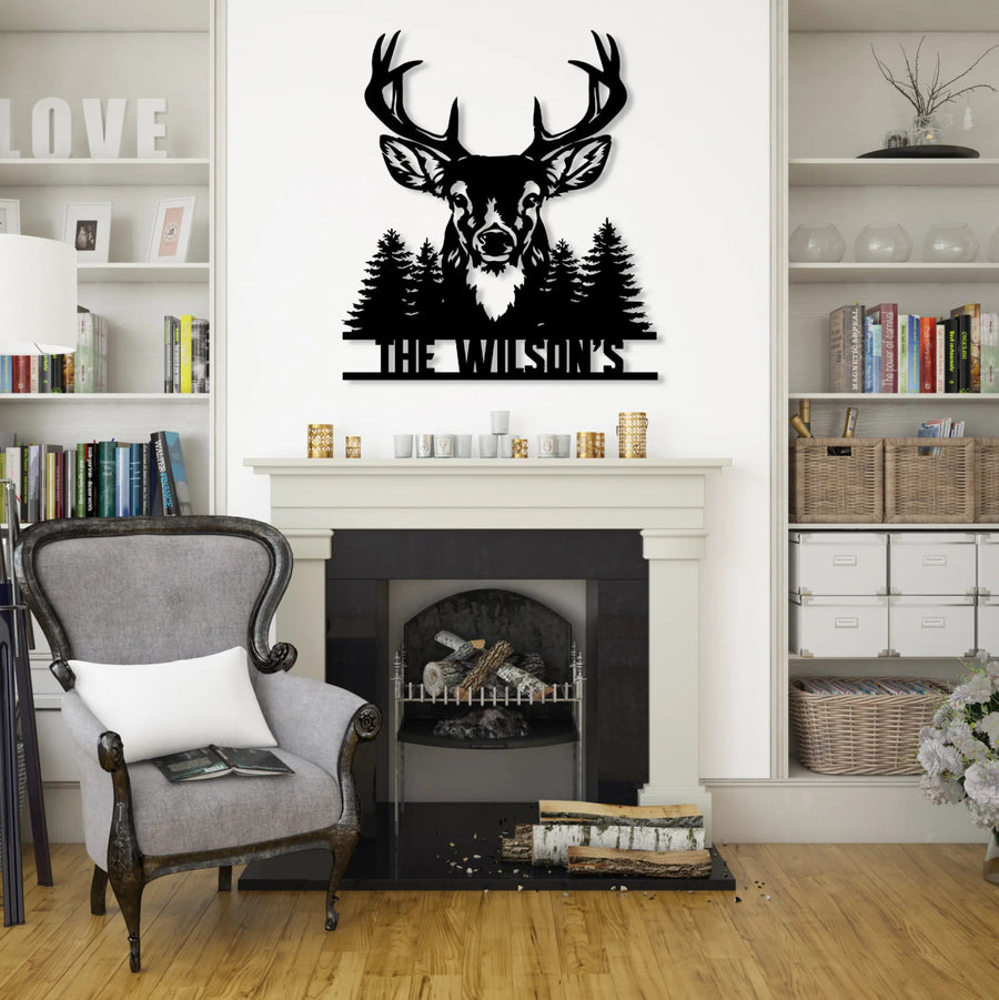 Personalized Deer Custom Metal Garden Sign Decor - BrossHome Metal Wall Art