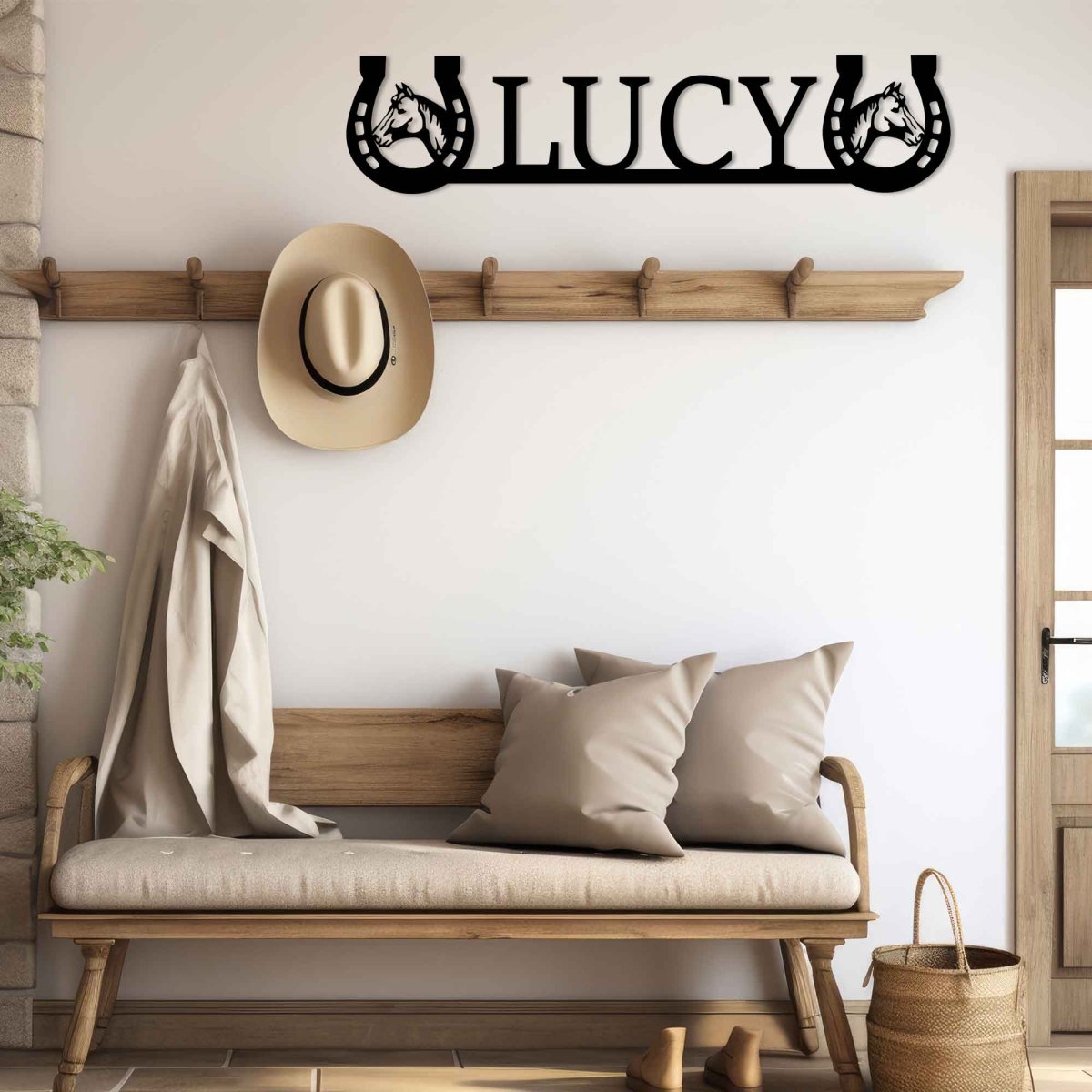 Personalized Horseshoe Metal Art with Horse Head - BrossHome Metal Wall Art