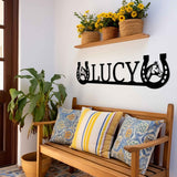 Personalized Horseshoe Metal Art with Horse Head - BrossHome Metal Wall Art