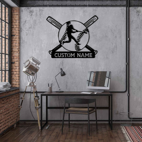 Personalized Metal Baseball Wall Art - BrossHome Metal Wall Art