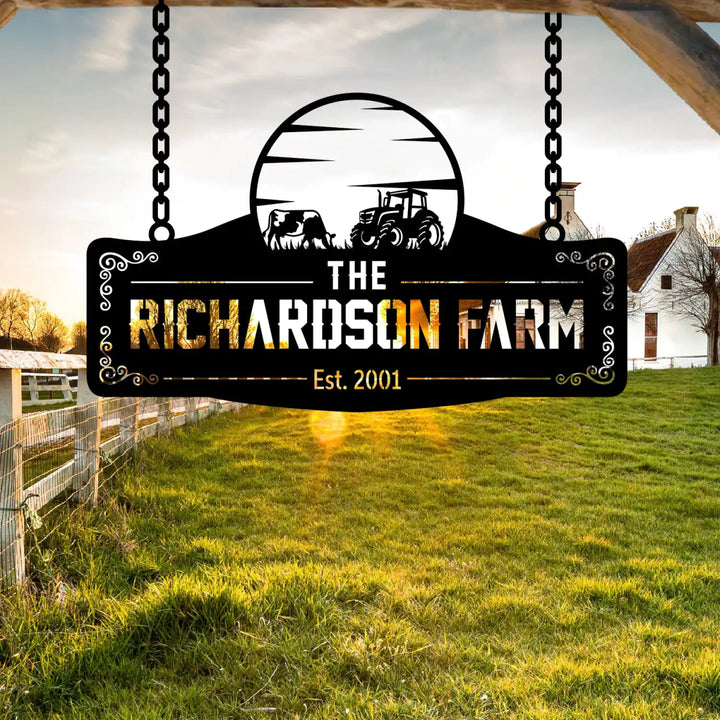 Personalized Metal Farm Sign for The Richardson Farm - BrossHome Metal Wall Art