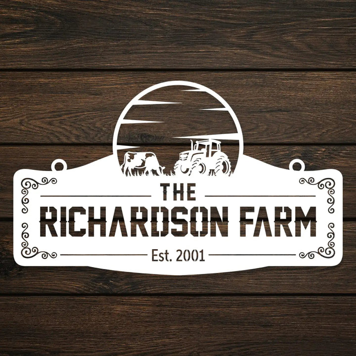 Personalized Metal Farm Sign for The Richardson Farm - BrossHome Metal Wall Art