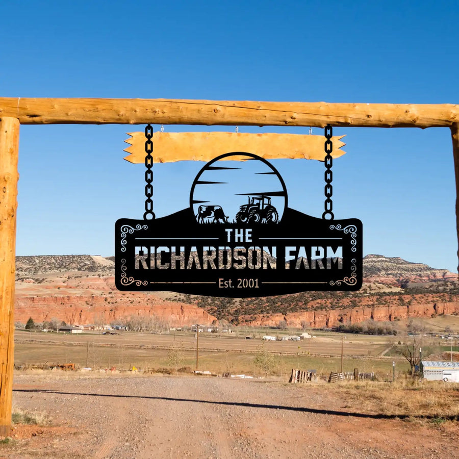 Personalized Metal Farm Sign for The Richardson Farm - BrossHome Metal Wall Art