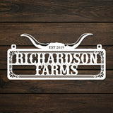 Personalized Metal Farm Sign with Bull Horns - BrossHome Metal Wall Art