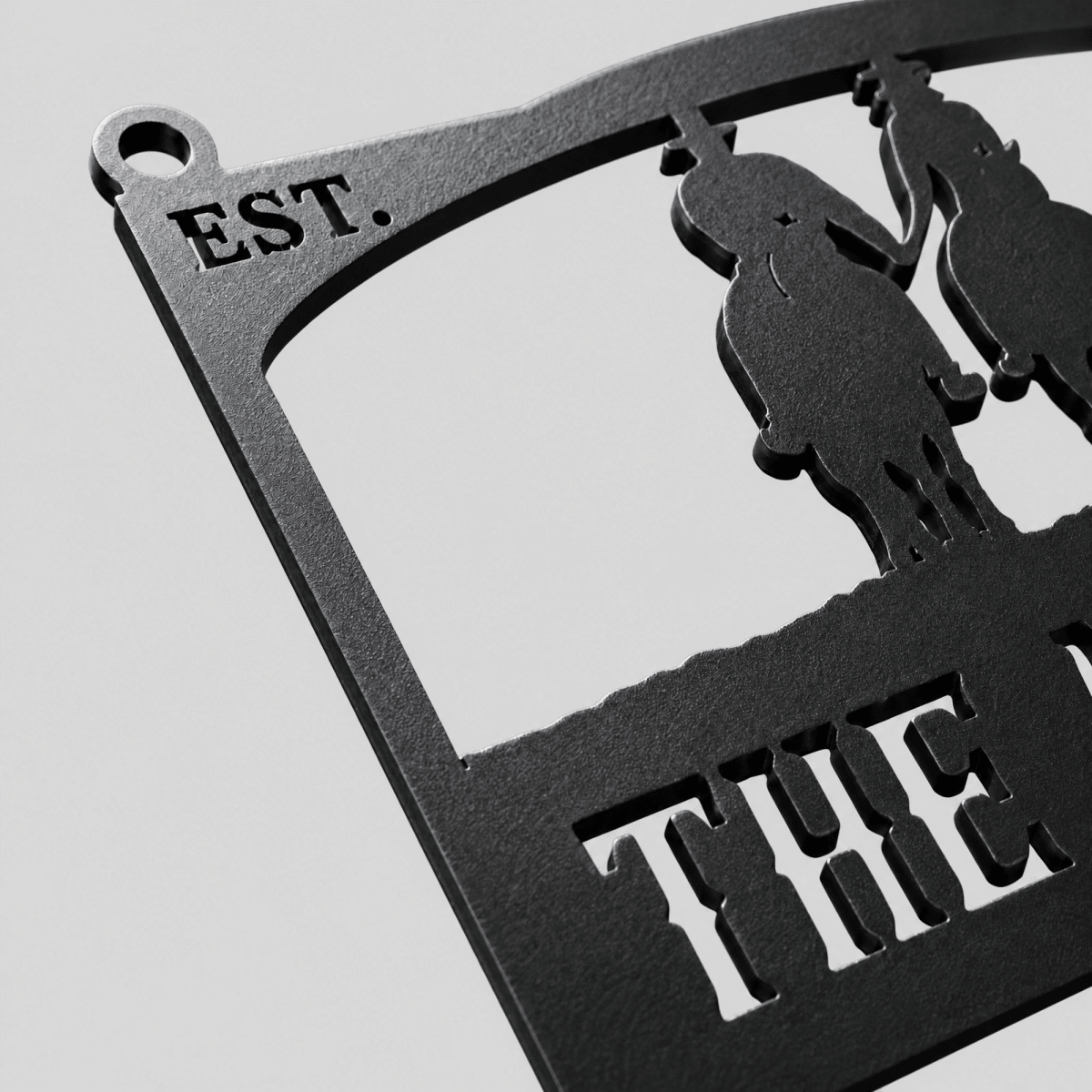 Personalized Metal Ranch Sign with Two Cowboys on Horses - BrossHome Metal Wall Art