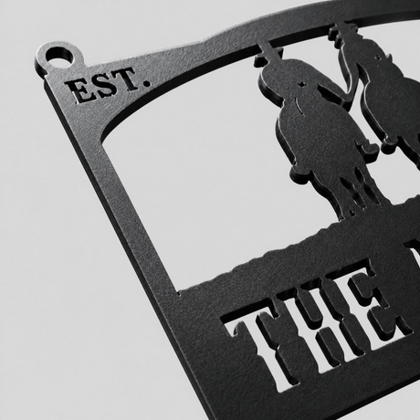 Personalized Metal Ranch Sign with Two Cowboys on Horses - BrossHome Metal Wall Art