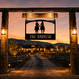 Personalized Metal Ranch Sign with Two Cowboys on Horses - BrossHome Metal Wall Art