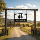Personalized Metal Ranch Sign with Two Cowboys on Horses - BrossHome Metal Wall Art