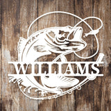 Personalized Metal Wall Art Decor - Fishing Theme Outdoor Garden Sign with Custom Name - BrossHome Metal Wall Art