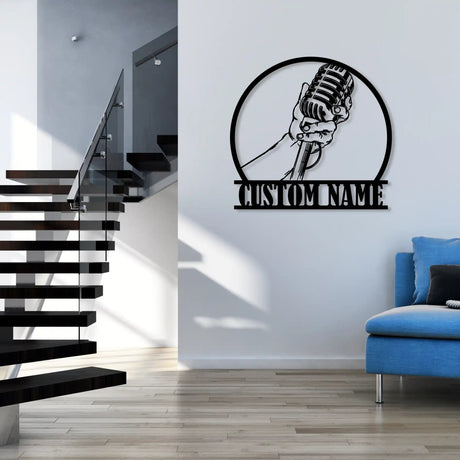 Personalized Microphone Metal Sign - BrossHome Metal Wall Art