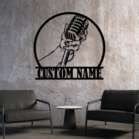 Personalized Microphone Metal Sign - BrossHome Metal Wall Art