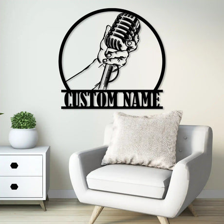 Personalized Microphone Metal Sign - BrossHome Metal Wall Art