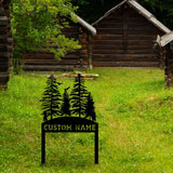 Personalized Pine Tree Custom Metal Garden Stake - BrossHome Metal Wall Art