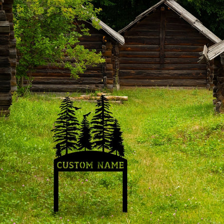 Personalized Pine Tree Custom Metal Garden Stake - BrossHome Metal Wall Art