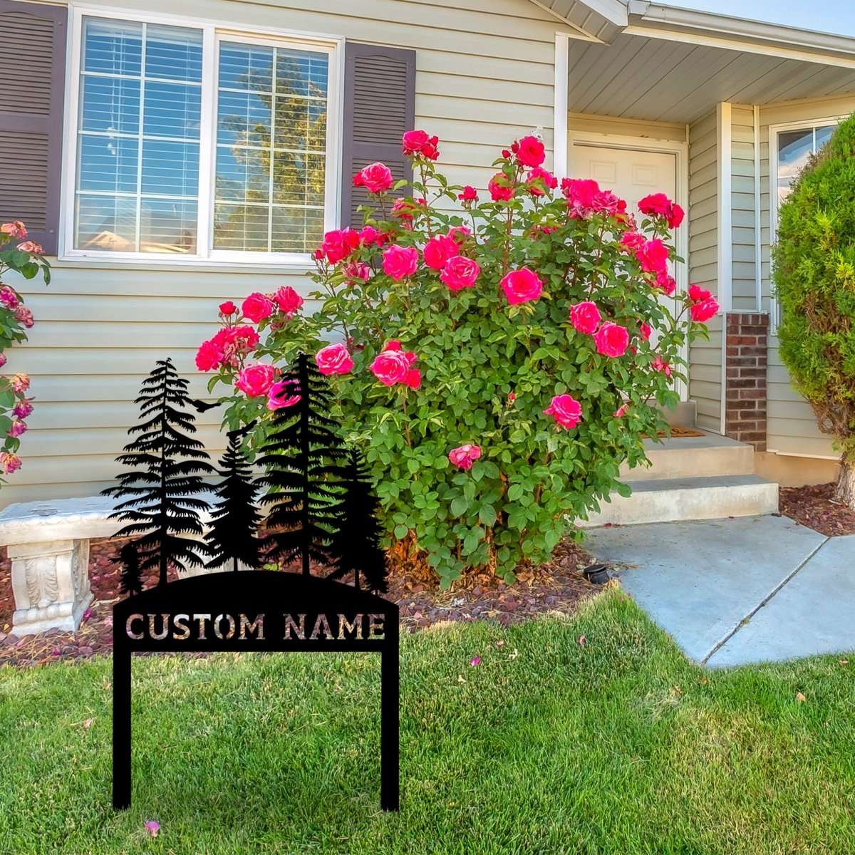 Personalized Pine Tree Custom Metal Garden Stake - BrossHome Metal Wall Art