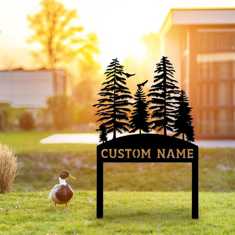 Personalized Pine Tree Custom Metal Garden Stake - BrossHome Metal Wall Art