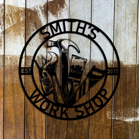 Personalized Workshop Sign with Established Date - BrossHome Metal Wall Art