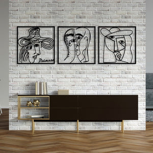 Picasso Faces Metal Wall Art (Set of 3)