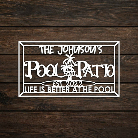 Pool Metal Garden Sign - BrossHome Metal Wall Art