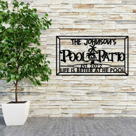 Pool Metal Garden Sign - BrossHome Metal Wall Art