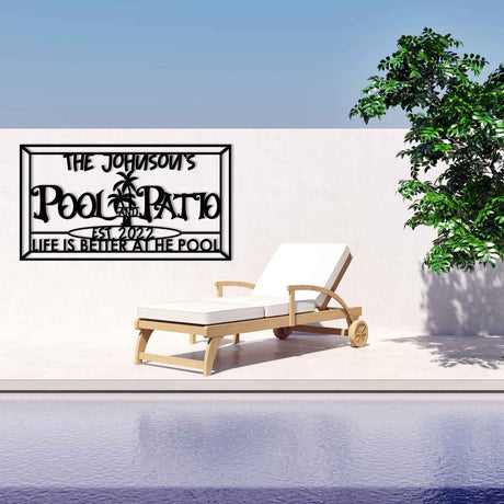 Pool Metal Garden Sign - BrossHome Metal Wall Art