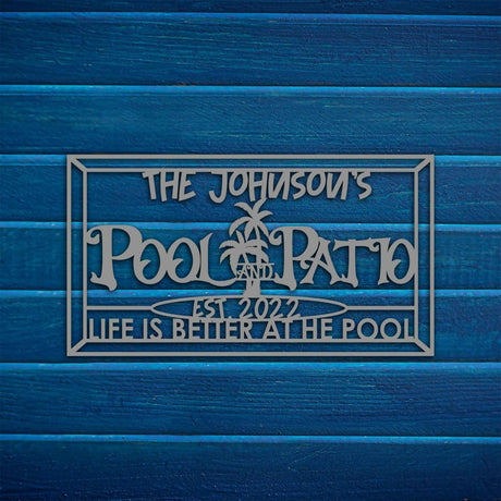Pool Metal Garden Sign - BrossHome Metal Wall Art