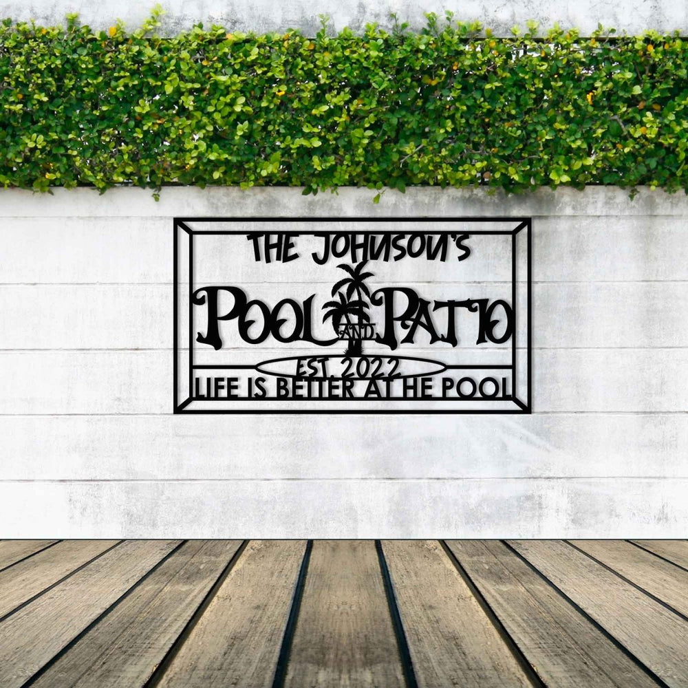 Pool Metal Garden Sign - BrossHome Metal Wall Art