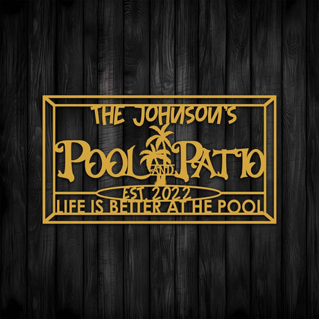 Pool Metal Garden Sign - BrossHome Metal Wall Art