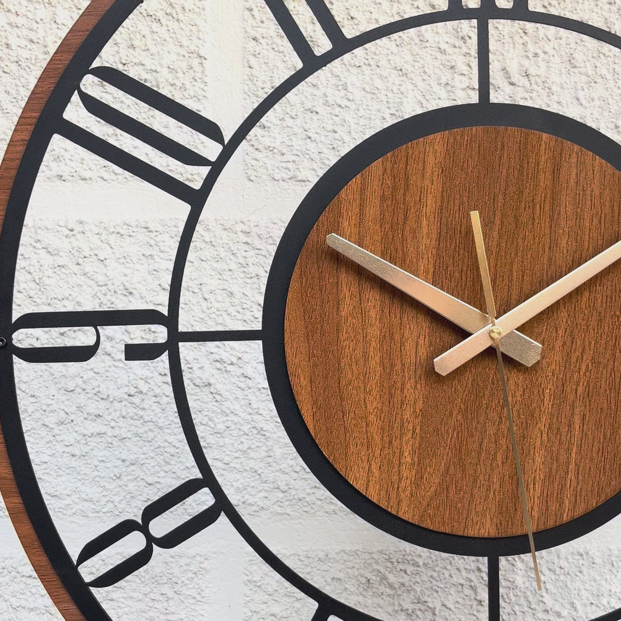 Wood and Metal Frame Wall Clock