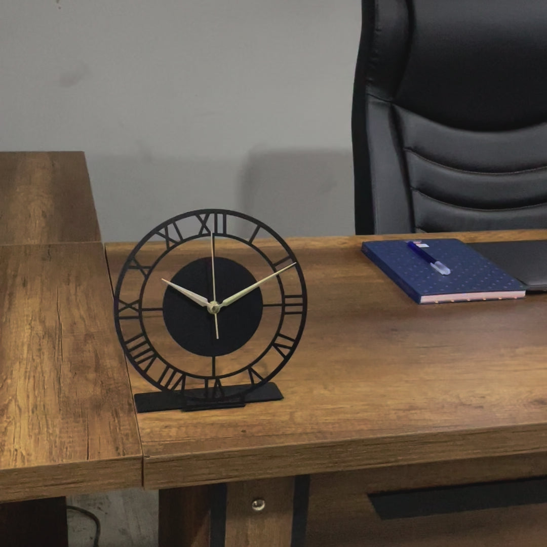 Vintage Roman Numeral Tabletop Clock With Sleek Design - 2