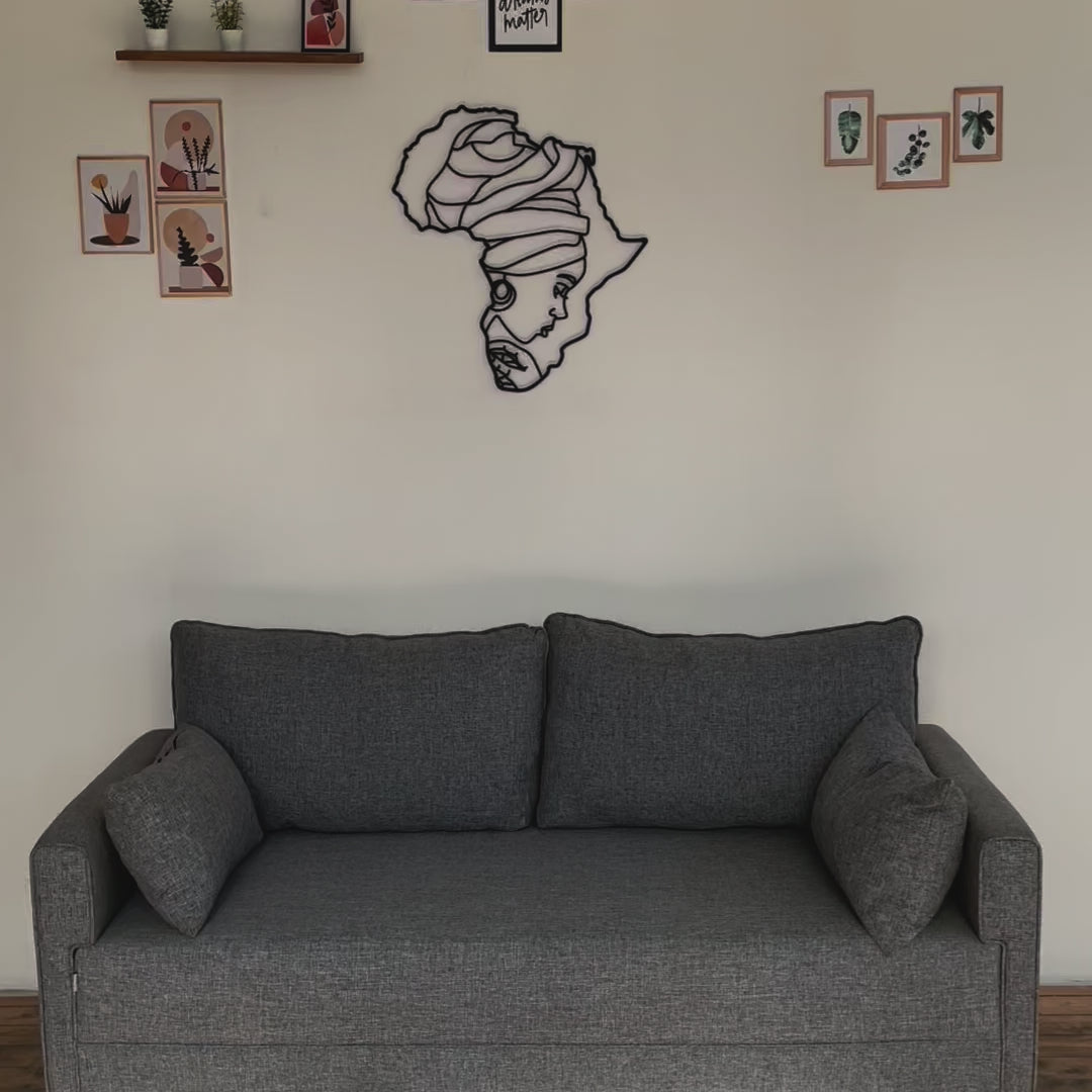 African Woman Silhouette In Africa Map Wall Art - 10