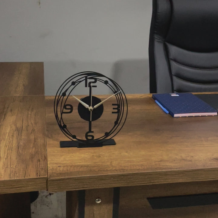 Large Modern Black Table Clock - With Large Hour Hands - 2